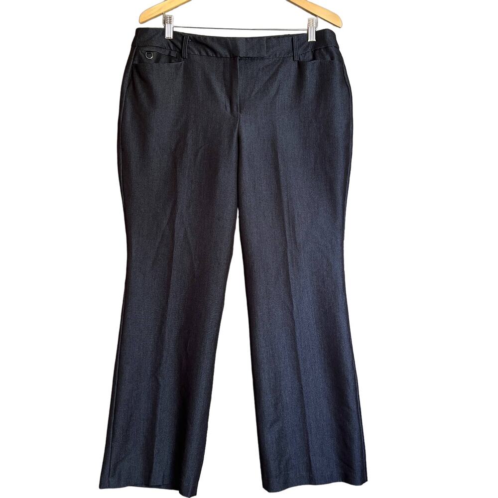 Roz & Ali Pants Women's 14 Gray Career Dress Pants Charcoal Grey Straight Leg